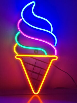 20251223_215913 Cartel Neón Helado Cono 34cm X 18cm