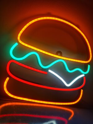 Cartel Neón Hamburguesa 27cm